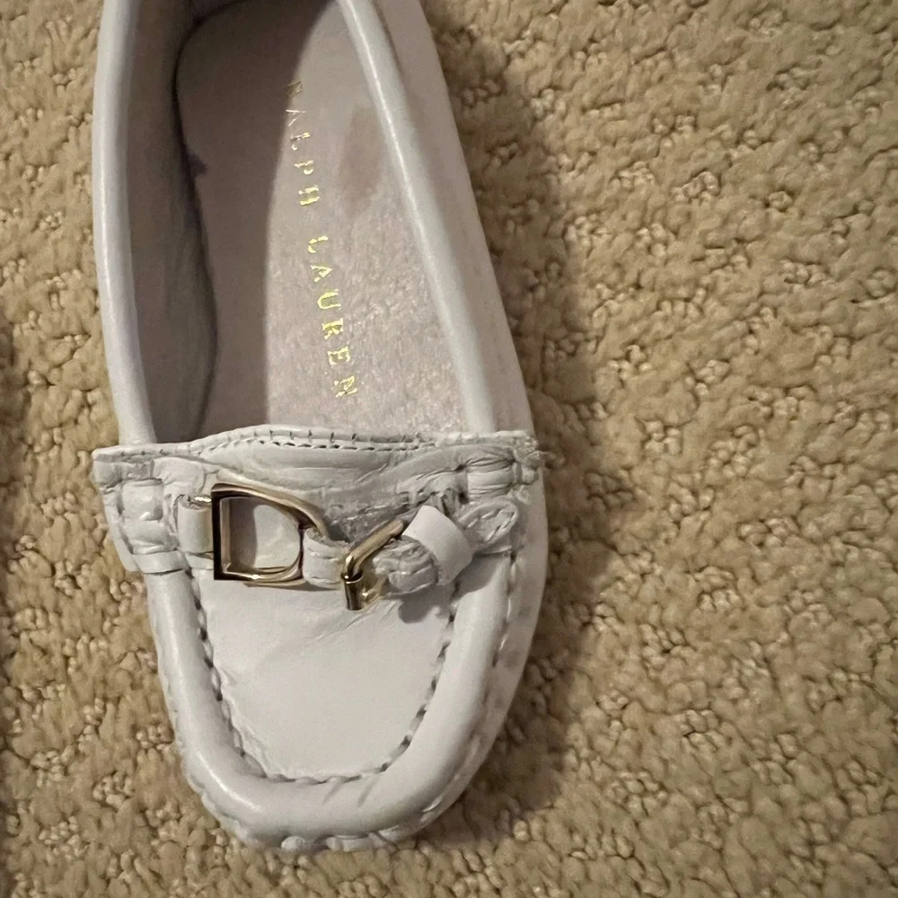Ralph Lauren Toddler Girls Laine Driver Slip-on White Napa Leather Shoe Size 6